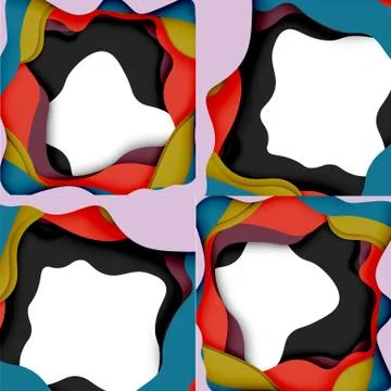 Abstract cut out abstract waves for web design. Color geometric pattern. Vector Illustrazione stock
