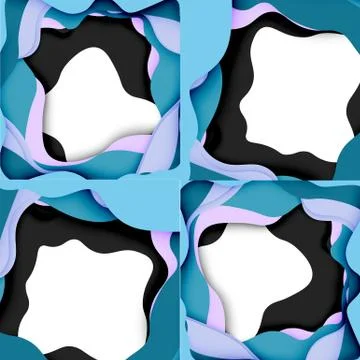 Abstract cut out abstract waves for web design. Color geometric pattern. Vector 스톡 일러스트