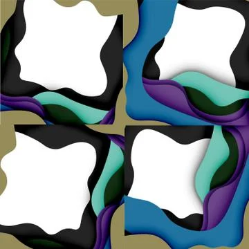 Abstract cut out abstract waves for web design. Color geometric pattern. Vector Stock Illustration