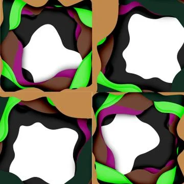 Abstract cut out abstract waves for web design. Color geometric pattern. Vector Stock Illustration