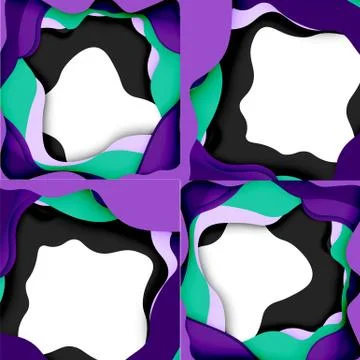 Abstract cut out abstract waves for web design. Color geometric pattern. Vector Stock Illustration