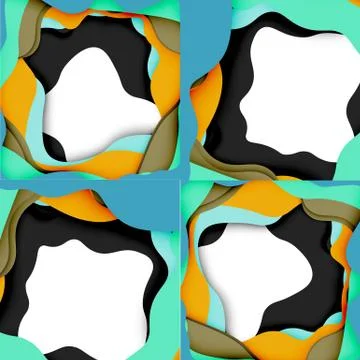 Abstract cut out abstract waves for web design. Color geometric pattern. Vector 스톡 일러스트