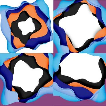 Abstract cut out abstract waves for web design. Color geometric pattern. Vector Illustrazione stock