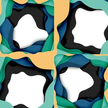 Abstract cut out abstract waves for web design. Color geometric pattern. Vector Illustrazione stock