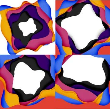 Abstract cut out abstract waves for web design. Color geometric pattern. Vector Illustrazione stock