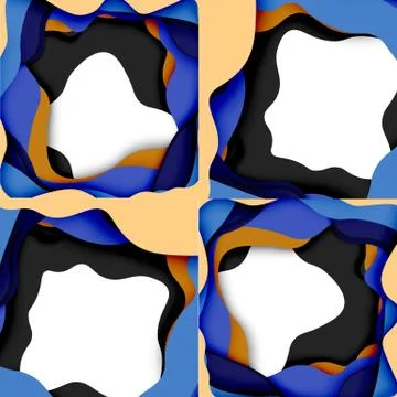 Abstract cut out abstract waves for web design. Color geometric pattern. Vector Illustrazione stock