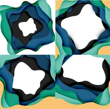 Abstract cut out abstract waves for web design. Color geometric pattern. Vector Illustrazione stock