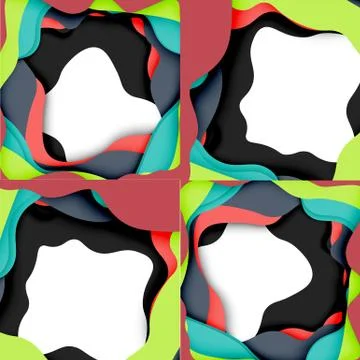 Abstract cut out abstract waves for web design. Color geometric pattern. Vector Stock Illustration