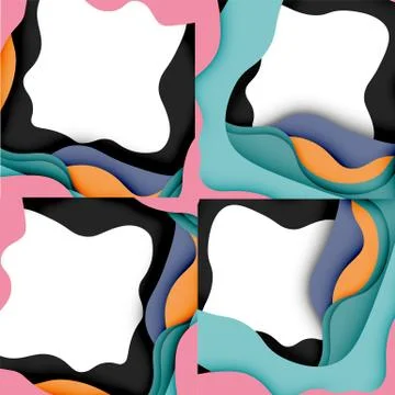 Abstract cut out abstract waves for web design. Color geometric pattern. Vector 스톡 일러스트