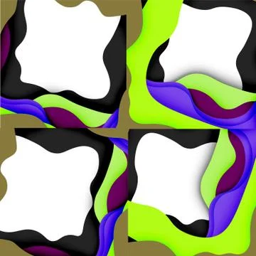 Abstract cut out abstract waves for web design. Color geometric pattern. Vector Illustrazione stock