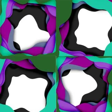 Abstract cut out abstract waves for web design. Color geometric pattern. Vector Illustrazione stock