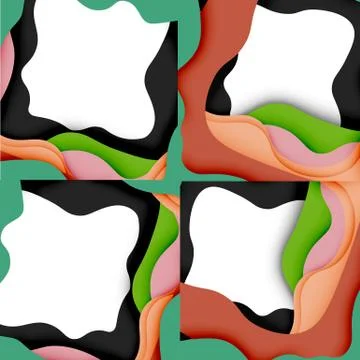Abstract cut out abstract waves for web design. Color geometric pattern. Vector Illustrazione stock