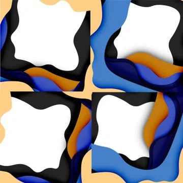 Abstract cut out abstract waves for web design. Color geometric pattern. Vector Illustrazione stock