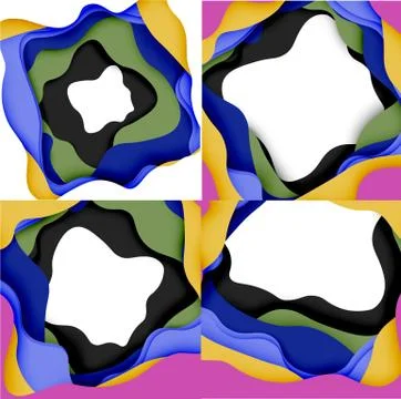 Abstract cut out abstract waves for web design. Color geometric pattern. Vector Stock Illustration