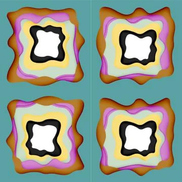 Abstract cut out abstract waves for web design. Color geometric pattern. Vector 스톡 일러스트