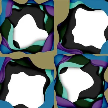 Abstract cut out abstract waves for web design. Color geometric pattern. Vector 스톡 일러스트