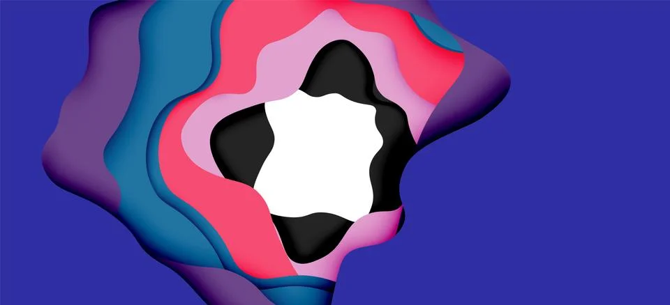 Abstract cut out abstract waves for web design. Color geometric pattern. Vector Illustrazione stock