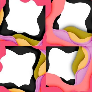 Abstract cut out abstract waves for web design. Color geometric pattern. Vector Illustrazione stock