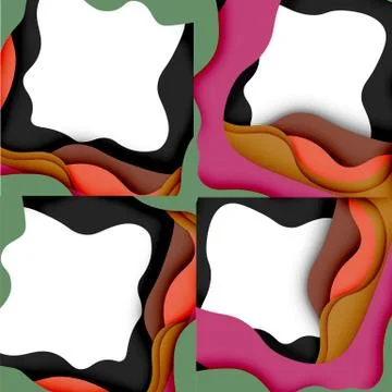 Abstract cut out abstract waves for web design. Color geometric pattern. Vector Stock Illustration