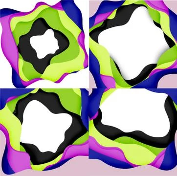 Abstract cut out abstract waves for web design. Color geometric pattern. Vector Illustrazione stock