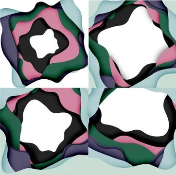 Abstract cut out abstract waves for web design. Color geometric pattern. Vector Illustrazione stock