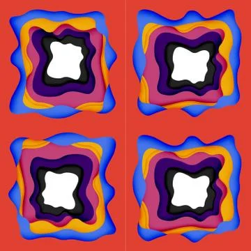 Abstract cut out abstract waves for web design. Color geometric pattern. Vector Illustrazione stock