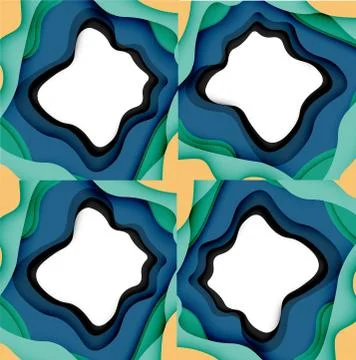 Abstract cut out abstract waves for web design. Color geometric pattern. Vector Stock Illustration