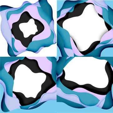 Abstract cut out abstract waves for web design. Color geometric pattern. Vector Stock Illustration