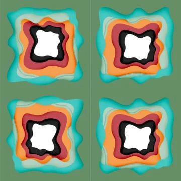 Abstract cut out abstract waves for web design. Color geometric pattern. Vector Illustrazione stock