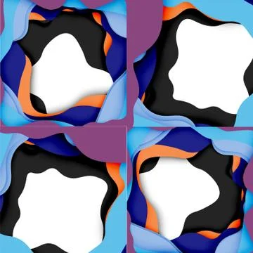 Abstract cut out abstract waves for web design. Color geometric pattern. Vector 스톡 일러스트