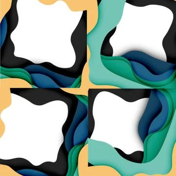 Abstract cut out abstract waves for web design. Color geometric pattern. Vector 스톡 일러스트