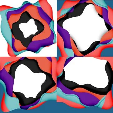 Abstract cut out abstract waves for web design. Color geometric pattern. Vector 스톡 일러스트