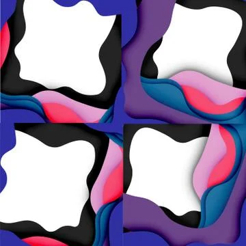 Abstract cut out abstract waves for web design. Color geometric pattern. Vector Illustrazione stock