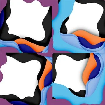 Abstract cut out abstract waves for web design. Color geometric pattern. Vector Illustrazione stock