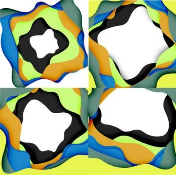 Abstract cut out abstract waves for web design. Color geometric pattern. Vector イラスト素材