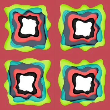 Abstract cut out abstract waves for web design. Color geometric pattern. Vector Illustrazione stock
