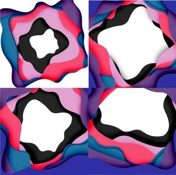 Abstract cut out abstract waves for web design. Color geometric pattern. Vector Stock Illustration