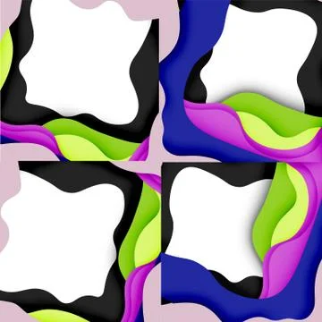 Abstract cut out abstract waves for web design. Color geometric pattern. Vector Illustrazione stock