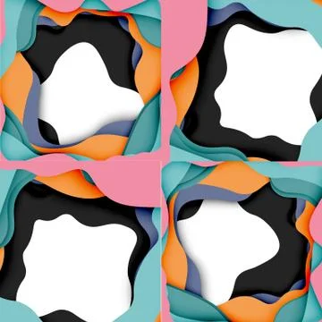 Abstract cut out abstract waves for web design. Color geometric pattern. Vector 스톡 일러스트