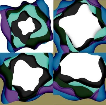 Abstract cut out abstract waves for web design. Color geometric pattern. Vector Illustrazione stock