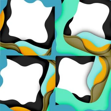 Abstract cut out abstract waves for web design. Color geometric pattern. Vector 스톡 일러스트