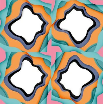 Abstract cut out abstract waves for web design. Color geometric pattern. Vector 스톡 일러스트