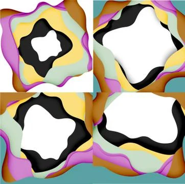 Abstract cut out abstract waves for web design. Color geometric pattern. Vector Illustrazione stock
