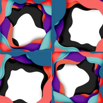 Abstract cut out abstract waves for web design. Color geometric pattern. Vector Stock Illustration