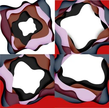 Abstract cut out abstract waves for web design. Color geometric pattern. Vector 스톡 일러스트
