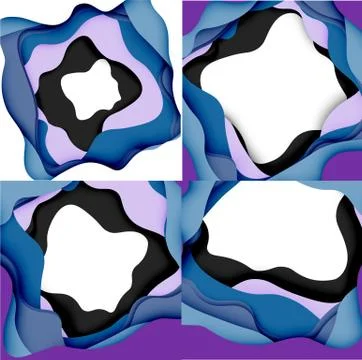 Abstract cut out abstract waves for web design. Color geometric pattern. Vector Illustrazione stock