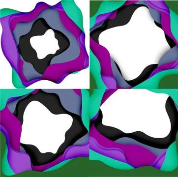 Abstract cut out abstract waves for web design. Color geometric pattern. Vector 스톡 일러스트