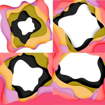Abstract cut out abstract waves for web design. Color geometric pattern. Vector Illustrazione stock