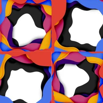 Abstract cut out abstract waves for web design. Color geometric pattern. Vector 스톡 일러스트