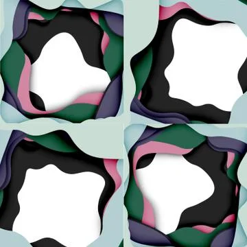 Abstract cut out abstract waves for web design. Color geometric pattern. Vector Illustrazione stock